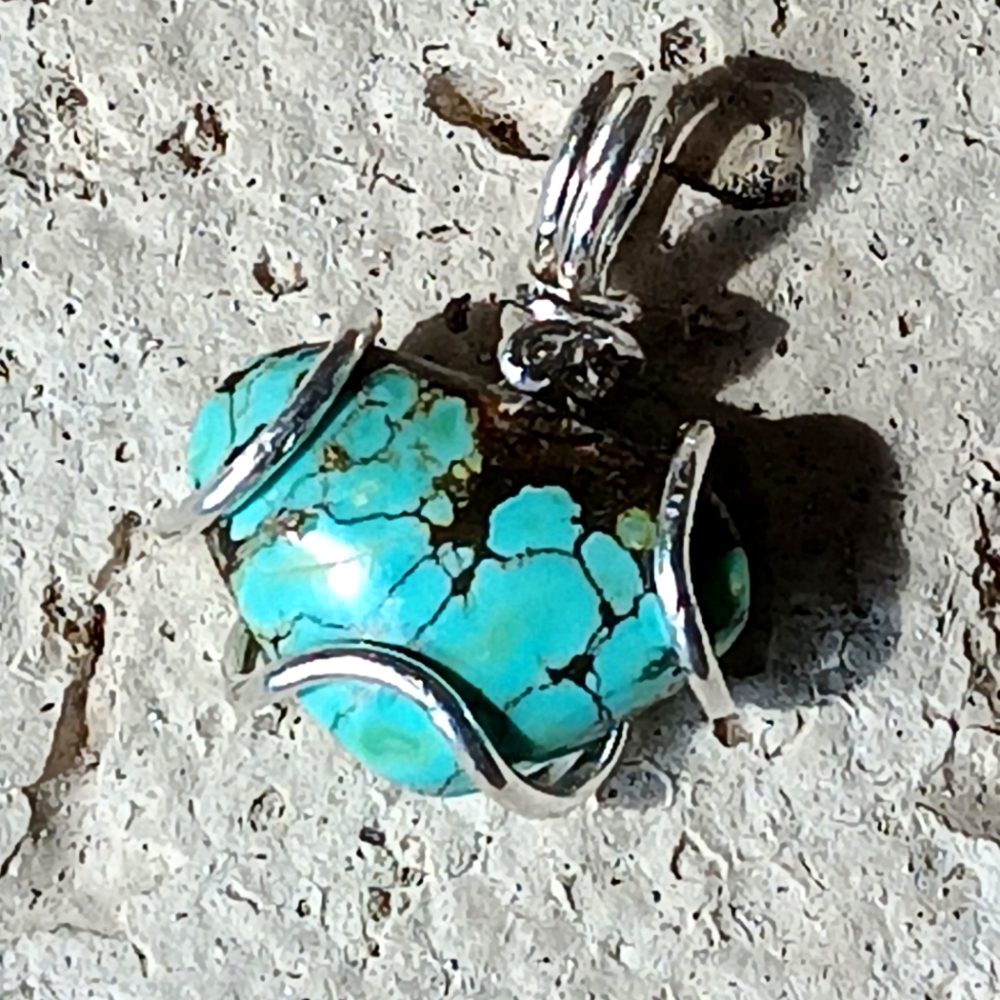 Turquoise Pendant Sterling Silver - Picture 2 of 12